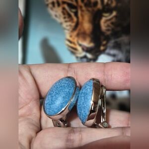 Kenneth Jay Lane Blue and Gold Earrings